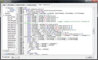 A screencap of the BoL editor, where scripts can be injected and edited.
